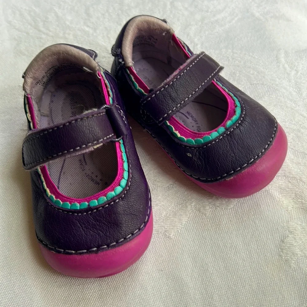 COPY - Stride Rite Baby girl purple leather Mary Jane Savanah Walkers Sz 3 mont…